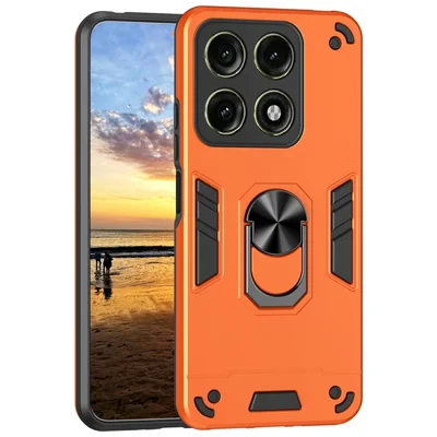Obudowa do Motorola Edge 70 Pro 5G PC + TPU, odporna na upadek, z pierścieniem i podstawką - Pomarańczowy