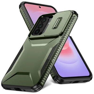 For Samsung Galaxy A27 5G Case Camshield TPU + PC Phone Cover Non-Slip Side Edge - Green