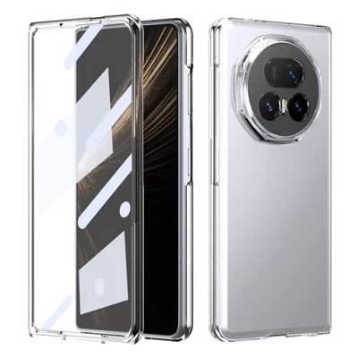 Voor Honor Magic V5 5G Hoesje Transparant PC Telefoonhoesje met Hoge Aluminium-silicium Glasfolie - Transparant