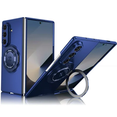 For Samsung Galaxy Z Fold8 Ultra Case Magnetic Rotatable Ring Kickstand PC Folding Phone Cover - Blue