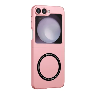 For Samsung Galaxy Z Flip7 FE 5G  /  Z Flip6 5G Magnetic Case Folding Phone PC Cover - Pink