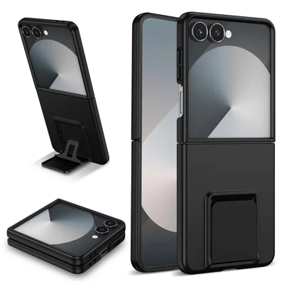 For Samsung Galaxy Z Flip7 5G Case Kickstand Hard PC Folding Phone Cover - Black