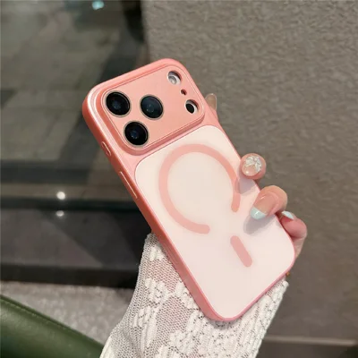 Cover magnetica per iPhone 17 Pro Max Custodia antigraffio in pelle + PC + TPU - Rosa