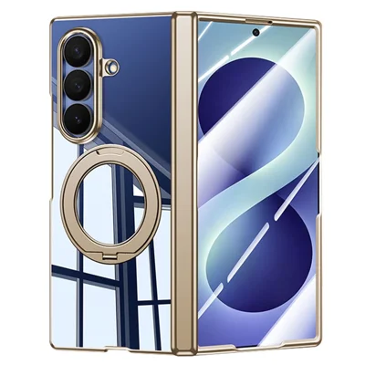 Voor Samsung Galaxy Z Fold8 Ultra-hoes met HD-clear screenfilm, magnetische draaibare standaard electroplating PC-hoes - Goud