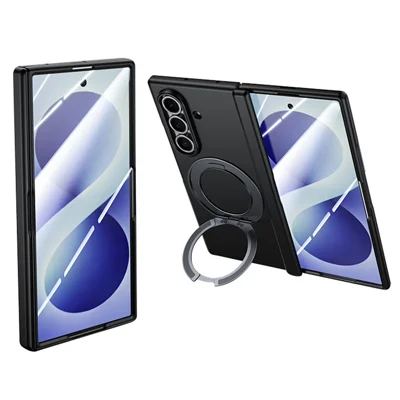 For Samsung Galaxy Z Fold8 Ultra Case Magnetic Rotating Kickstand Hard PC Phone Cover with HD Clear Tempered Glass Film - Sort