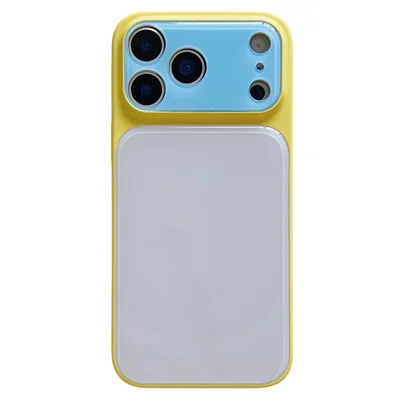 iPhone 17 Pro-hoesje in contrasterende kleuren PC + TPU telefoonhoes - Geel / Wit / Blauw