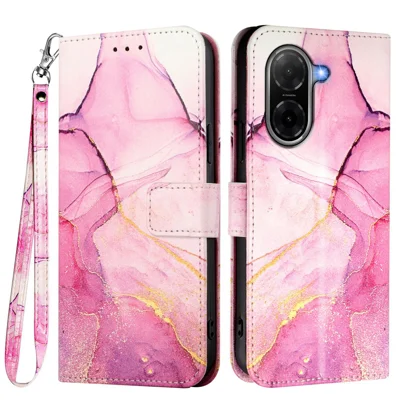  For Xiaomi Redmi A7 4G / Xiaomi Redmi A5 4G (Global) (171.8mm) Case with Strap Marble Pattern Leather Phone Cover Card Holder - Pink / Purple / Gold LS001