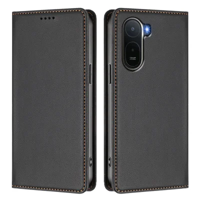  Custodia Portafoglio in Pelle per Xiaomi Redmi A7 Pro 4G (171,56 mm) / Xiaomi Poco C81 4G / Xiaomi Poco C85x 5G / Xiaomi Redmi A7 Pro 5G, con Chiusura Magnetica a Flip, Protezione RFID, Cover del Telefono - Nero