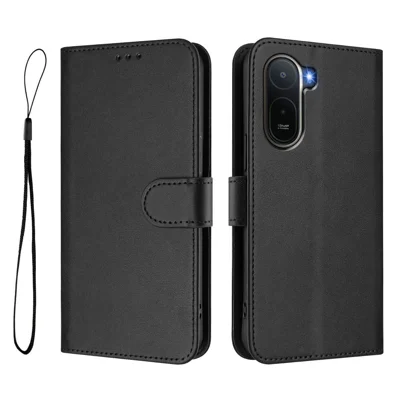  Custodia portafoglio per Xiaomi Poco C81 4G / Xiaomi Redmi A7 Pro 4G (171,56 mm) / Xiaomi Poco C85x 5G / Xiaomi Redmi A7 Pro 5G, custodia con chiusura magnetica RFID, texture simile a pelle di vitello, supporto pieghevole e cinturino - Nero