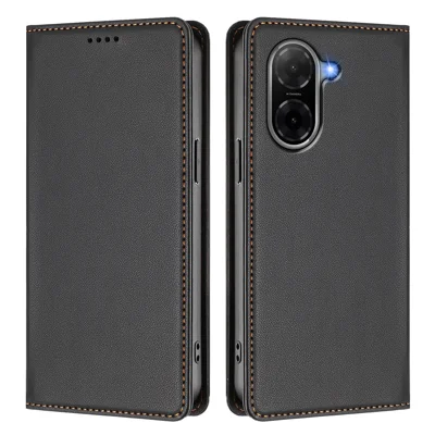  For Xiaomi Redmi A5 4G (171.7mm) / Xiaomi Poco C71 4G / Xiaomi Redmi A7 4G / Xiaomi Redmi A5 4G (Global) (171.8mm) Leather Wallet Case Magnetic Closure RFID Blocking Phone Cover - Black