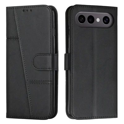  For vivo S50 Pro mini 5G / vivo X300 FE 5G Leather Phone Case  Foldable Stand Wallet Flip Cover with Strap - Black