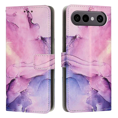 Per vivo S50 Pro mini 5G / vivo X300 FE 5G Custodia Supporto con Motivo Marmorizzato in PU Morbida con Portafoglio - Viola