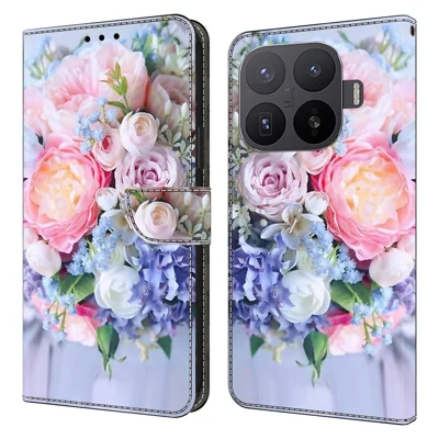 Wallet Case For Xiaomi 17T Magnetic Clasp 3D Pattern Leather Phone Cover - Colorful Flower