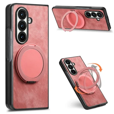 Foliodo Samsung Galaxy Z Fold8 Ultra z retro stylową tylną pokrywą z odpowiadaniem na stres, z obrotowym podstawką - różowy