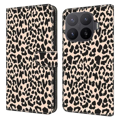 Fliphoes met patroon voor Xiaomi 17T, TPU + PU-leer met kaartvak - Luipaardprint