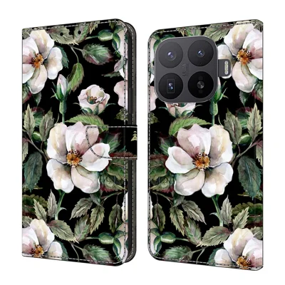 Wallet Case For Xiaomi 17T Pro Foldable Stand Pattern Printing PU Leather Flip Phone Cover - Large Flower