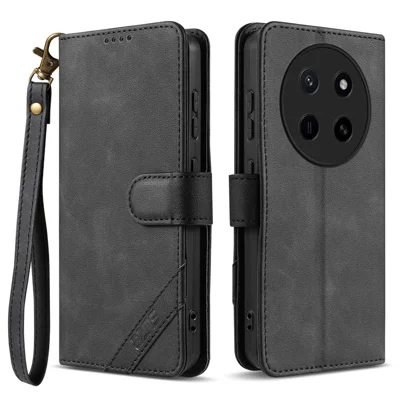 AZNS A2 für Honor X80 Pro Max 5G Ledertasche mit Handschlaufe, RFID-Schutz, Brieftasche, Ständer Handyhülle - Schwarz