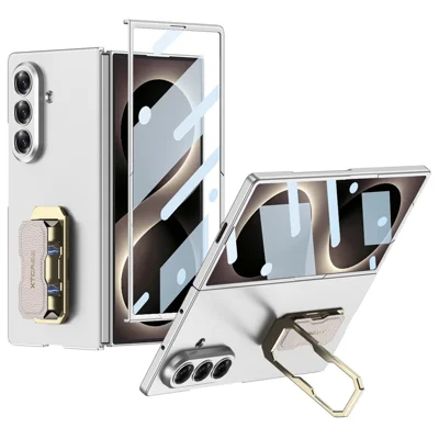 GKK para Samsung Galaxy Z Fold8 Capa Ultra Fina com Pulseira e Suporte Ultra-fino Capa para Telemóvel Dobrável com Protetor de Ecrã - Prata