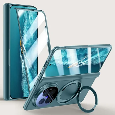 For vivo X Fold6 5G Case Kickstand Skin Touch PC Phone Cover Built-In Screen Protector - Blue