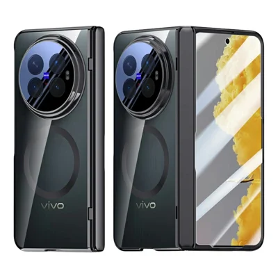 For vivo X Fold6 5G Magnetic Case Hard PC + Acrylic Phone Cover with HD Screen Protector - Black