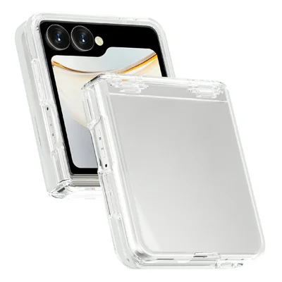 For Samsung Galaxy Z Flip8 Case Sparkly Powder Glitter Shiny Soft TPU + Hard PC Back Cover - Transparent