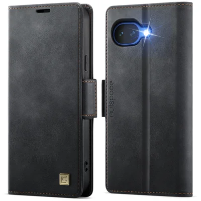  AUTSPACE for Google Pixel 10a A11 Case RFID Blocking Retro Leather Cell Phone Wallet Cover - Black