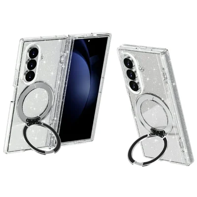 For Samsung Galaxy Z Fold8 Ultra Case Magnetisk Stand Glitterpulver PC + TPU Telefonbeskyttelse - Hvid