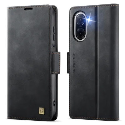  AUTSPACE for Xiaomi Redmi A5 NFC (EU) (173.45mm) A11 Case RFID Blocking Retro Leather Cell Phone Wallet Cover - Black