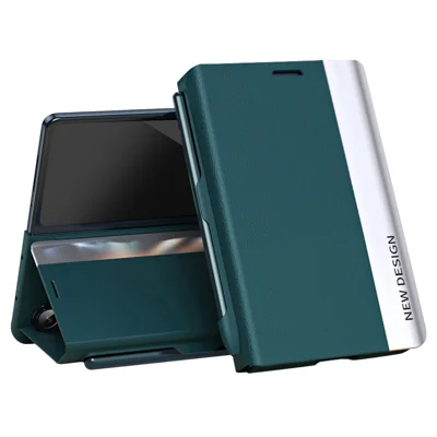 For Samsung Galaxy Z Fold8 Case Stand Shockproof Pen Slot PU + PC Phone Cover with Stylus - Green
