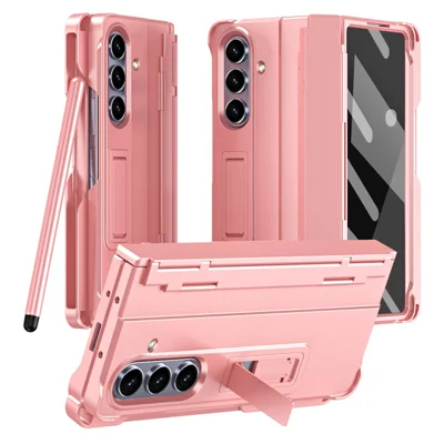 For Samsung Galaxy Z Fold8 Ultra  Case Kickstand Hard PC Phone Cover with Stylus  /  Screen Protector - Pink