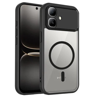 Coque magnétique transparente en PC + TPU antichoc et douce au toucher pour Infinix Smart 20 4G - Noir