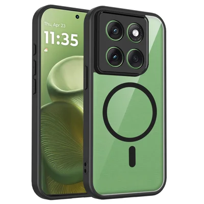 Für Motorola Edge 70 Fusion+ 5G / 70 Fusion 5G Magnetische Hülle Transparente PC + TPU Stoßfeste, Hautfreundliche Handyhülle - Schwarz