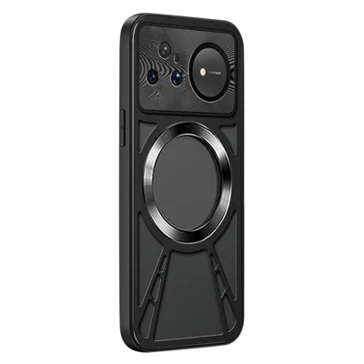 For Huawei nova 16 Pro 5G Magnetic Case Hollow Heat Dissipation Silicone + PC + Metal Bumper Phone Cover - Black