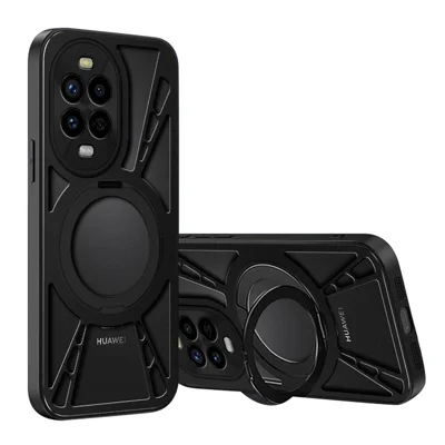 Für Huawei nova 16z 5G Hülle Magnetische Ständerhalterung Hohlkühlung Silikon + PC + Metall Bumper Handyhülle - Schwarz