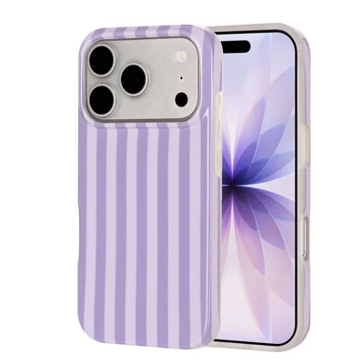  Custodia per iPhone 18 Pro Max IMD a Righe TPU Protettiva Completa Antiurto - Viola