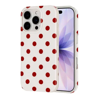  For iPhone 14 Pro Case Retro Polka Dot IMD TPU Full Coverage Phone Protective Cover - White