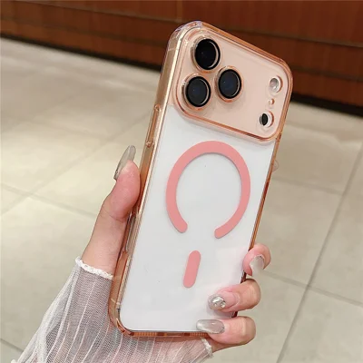 Für iPhone 17 Pro Magnetische Hülle aus Acryl + TPU Handyhülle mit PET Objektivschutz - Rosa