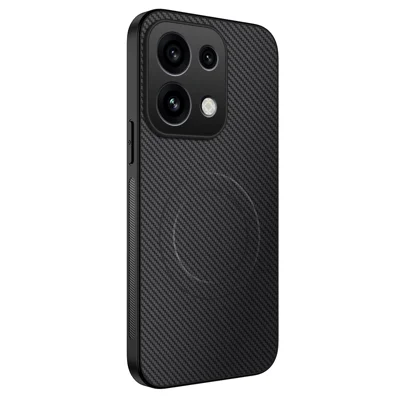 WANLONFENG для Oppo Reno16 5G (Китай) / Oppo Reno16 Pro 5G (Глобальная версия) TQ Серия магнитных чехлов, текстура под углеродное волокно, чехол из PC и TPU - Черный
