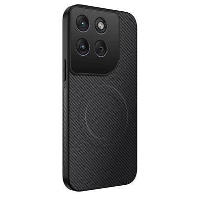 WANLONFENG för Motorola Moto G37 Power 5G TQ-serie Magnetisk Skal med Kolfiberstruktur PC TPU Telefonhölse - Svart