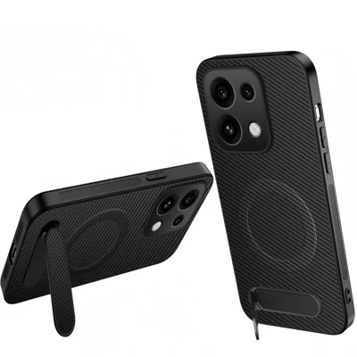 WANLONFENG för Oppo Reno16 FS 5G / Oppo Reno16 F 5G QT-serie Magnetisk Hörlurskåpa Med Vinklingsfunktion, Kolskelettstruktur, PC TPU Mobilskal - Svart