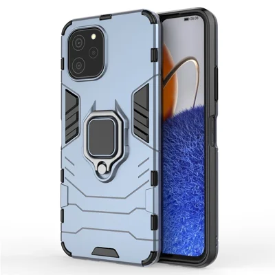 Für Huawei Nova Y61 4G Ring Kickstand Stoßdämpferung Phone Case PC+TPU -mobiltelefonabdeckung - Blau