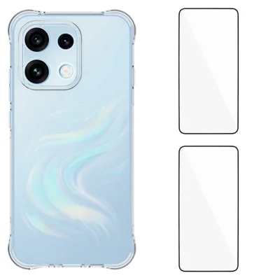 WANLONFENG para Oppo Reno16 FS 5G / Oppo Reno16 F 5G Série WL2 Capa TPU 2,0 mm com 2 Unidades de Películas de Vidro Temperado - Transparente