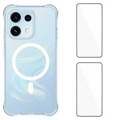 WANLONFENG para Oppo Reno16 FS 5G / Oppo Reno16 F 5G Série WL1 Capa Magnética Transparente 2,0 mm TPU Capa Traseira para Telemóvel com 2 Unidades de Películas de Ecrã - Transparente
