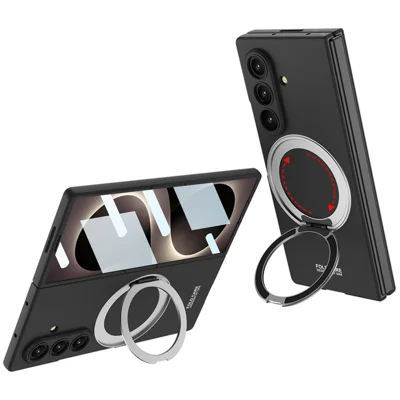GKK Para Samsung Galaxy Z Fold8 Ultra Capa com Filme de Ecrã Suporte Traseiro em PC Rígido - Preto