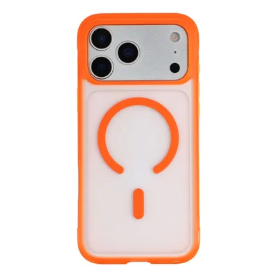 For iPhone 18 Pro Max / 17 Pro Max Magnetisk Case PC + TPU Matt Translucent Telefonbeskyttelse Kompatibel med MagSafe - Orange