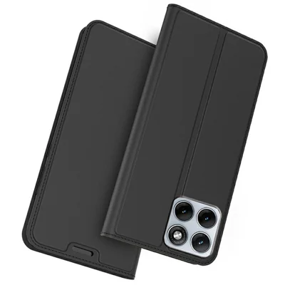 Für Motorola Edge 70 Fusion+ 5G / 70 Fusion 5G Hülle PU-Leder-Handyhülle mit Kartenfach und Ständer - Schwarz