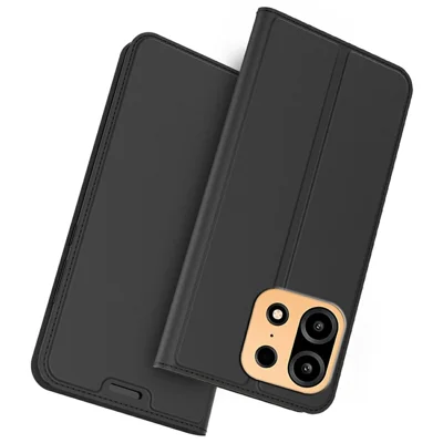 Чехол для OnePlus Turbo 6X Pro 5G из искусственной кожи с отделением для карт и подставкой — черный