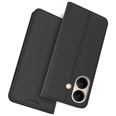 Funda para teléfono vivo V70 Lite 5G, carcasa de cuero PU con soporte y ranura para tarjetas - Negro