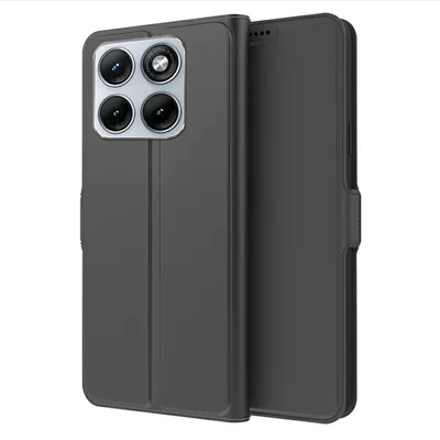 Für Motorola Edge 70 Fusion+ 5G / 70 Fusion 5G Hülle stoßfest TPU Innenschale Ledertelefonhülle mit Kartensteckplatz - Schwarz