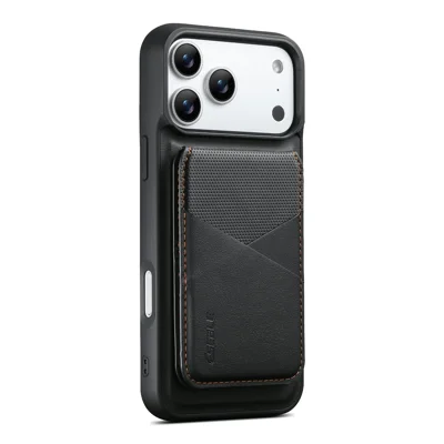 ESEBLE LE6 dla iPhone'a 17 Pro Max Etui magnetyczne z odkładanym blokadą RFID PU Skóra + TPU Pokrowiec na telefon - Czarny